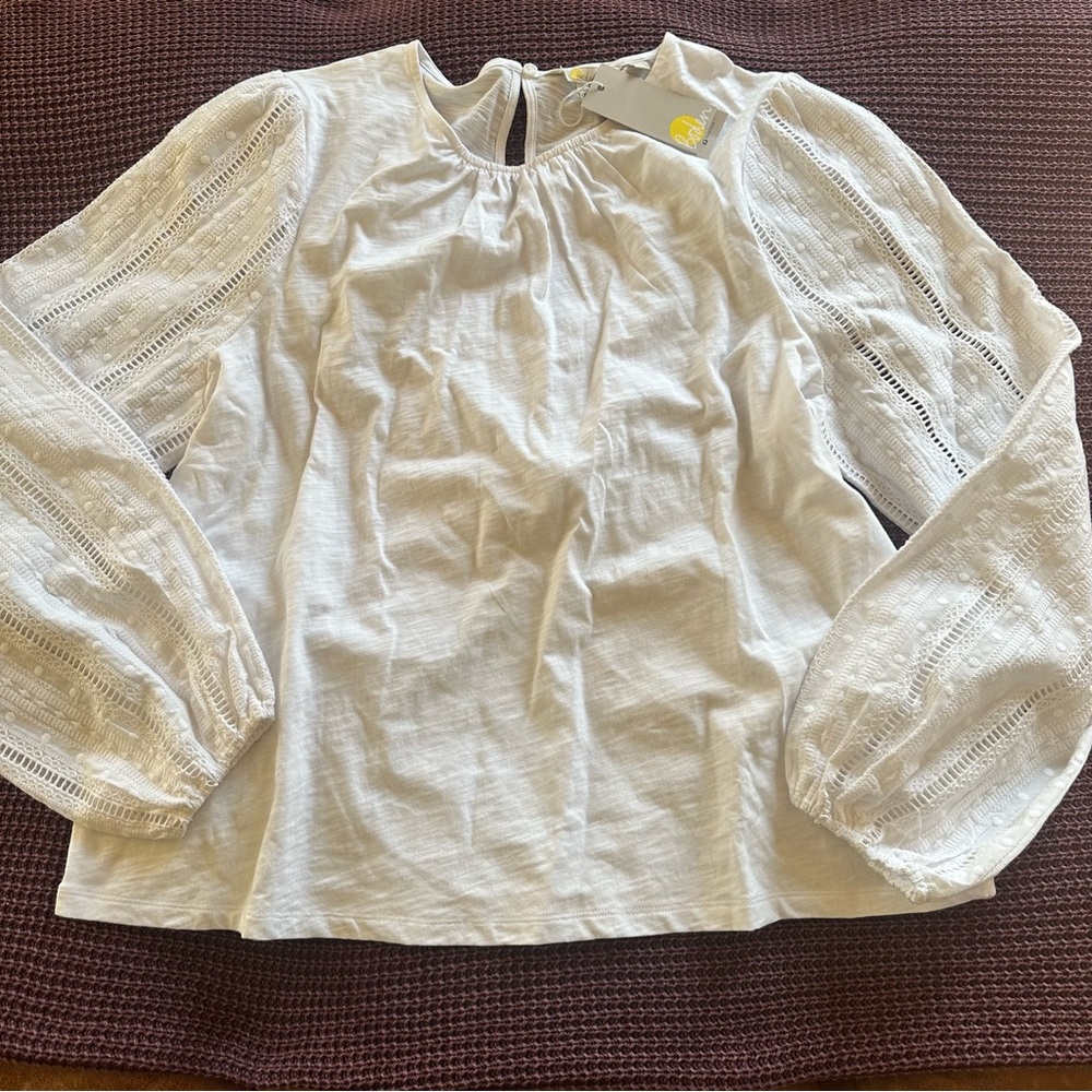 Boden embroidered white blouse nwt